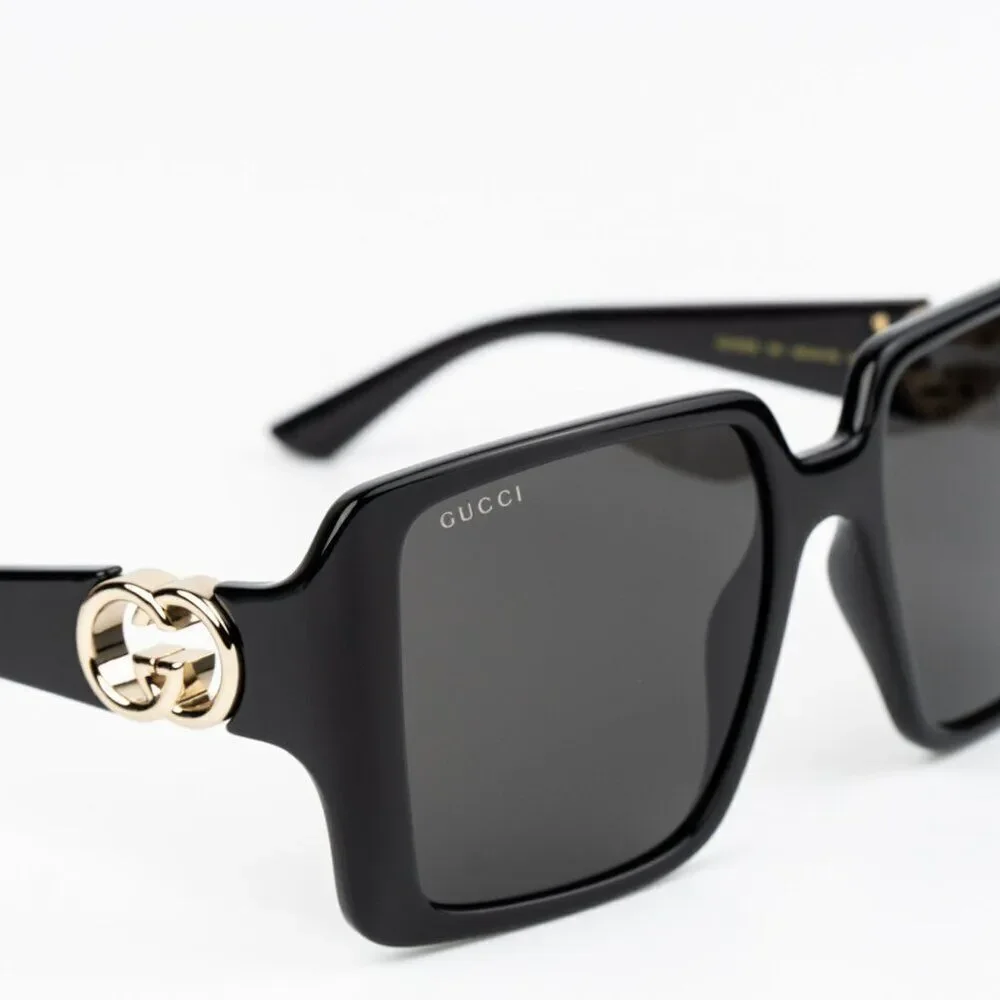 NEW Gucci GG1692S 001 Black Grey Square Women Sunglasses